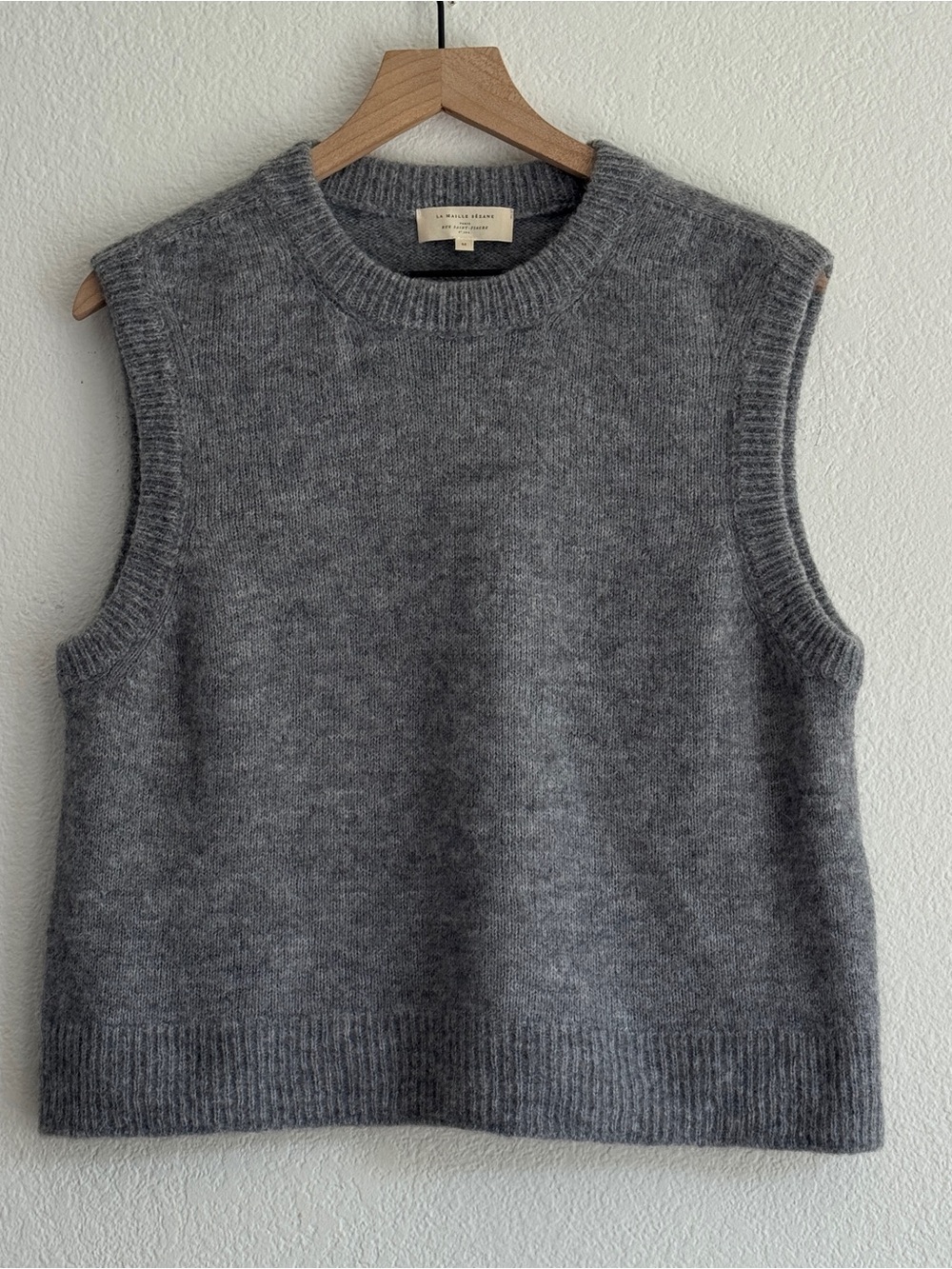 Sézane Samuel Jumper - Gray Wool Blend Sleeveless Crewneck Sweater Vest